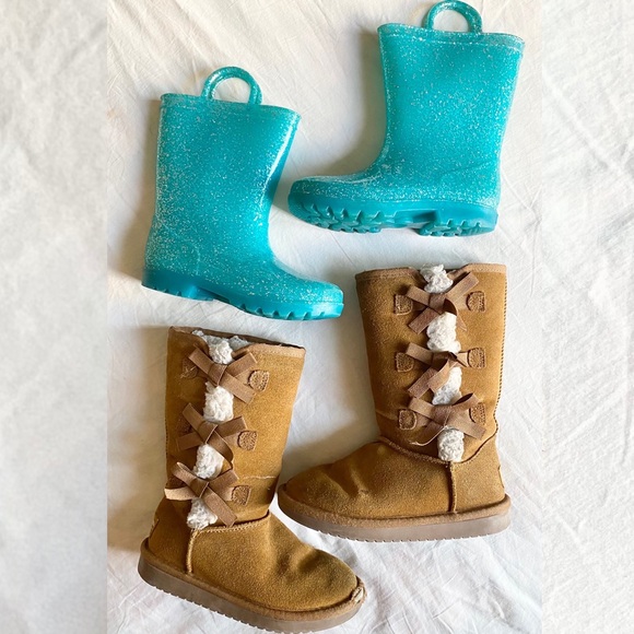 Girls Cozy Boots bundle Glitter Rainboots Koolaburra UGG tall boots - Picture 2 of 8